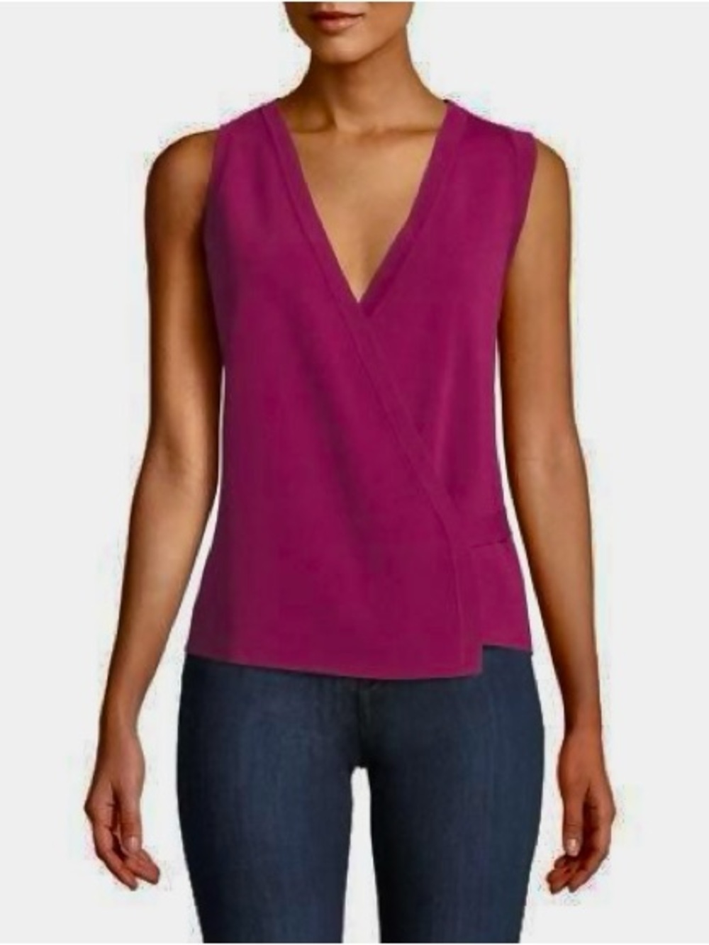 Theory Faux Wrap Tank in Magenta